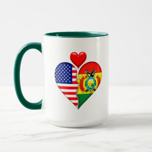 USA Bolivia Heart flags Hispanic Heritages Mug