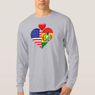 USA Bolivia Heart flags Hispanic Heritages T-Shirt