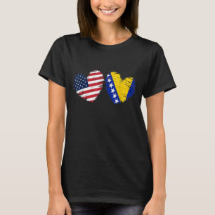 USA Bosnia and Herzegovina Flag Heart Bosnian Amer T-Shirt