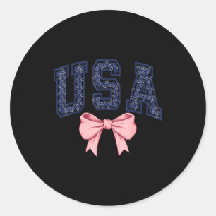Usa Bow Classic Round Sticker