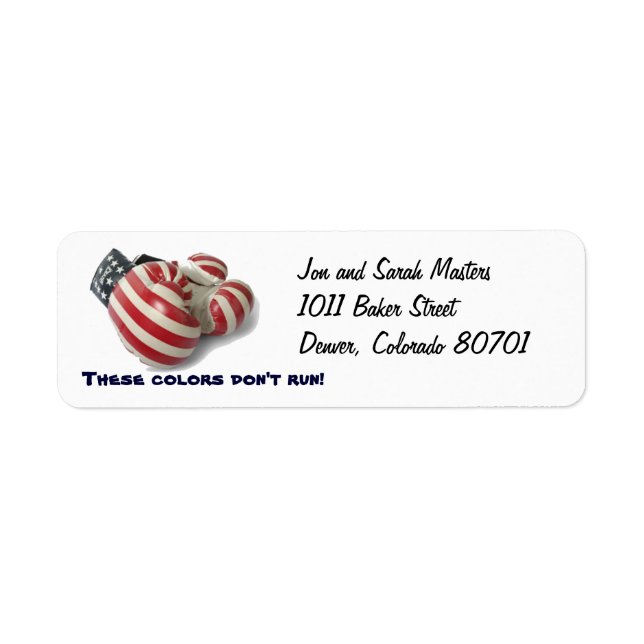 USA Boxing Gloves Return Address Label (Front)