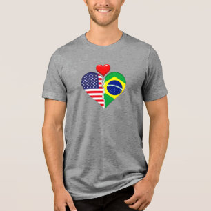 USA Brazil Heart flags Hispanic Heritages Tri-Blend Shirt