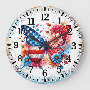 USA Butterfly Large Clock
