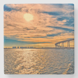 USA, CA, San Diego-Coronado Bay Bridge Stone Coaster