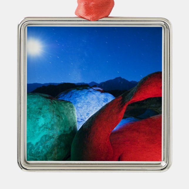 USA, California, Alabama Hills, Night photo of Metal Tree Decoration (Front)