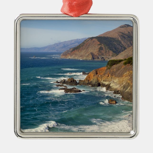 USA, California, Big Sur Coastline Metal Tree Decoration (Front)