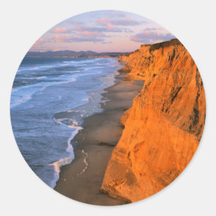 USA, California, Cliffs At Pescadero State Beach Classic Round Sticker