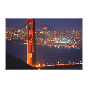 USA, California. Golden Gate Bridge At Night Canvas Print