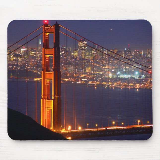 USA, California. Golden Gate Bridge At Night Mouse Mat (Front)