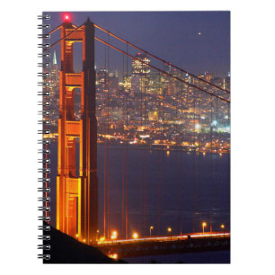 USA, California. Golden Gate Bridge At Night Notebook
