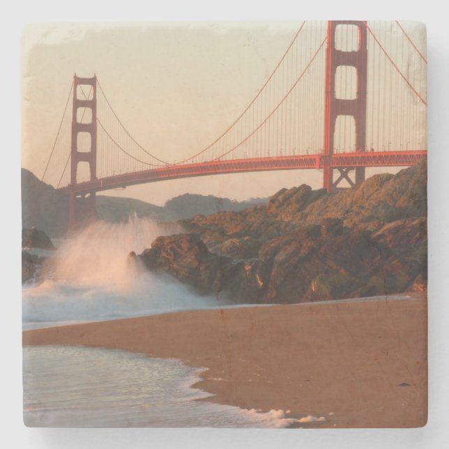 USA, California. Golden Gate Bridge View Stone Coaster (Front)