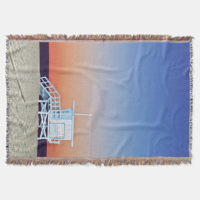USA, California, Los Angeles, Santa Monica Beach Throw Blanket (Front)