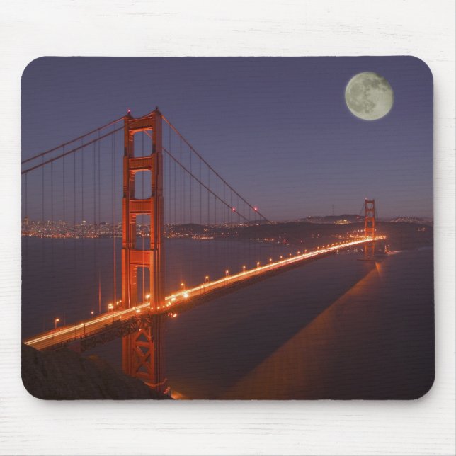 USA, California, Marin. Moonrise above the Mouse Mat (Front)