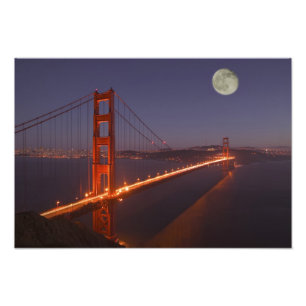USA, California, Marin. Moonrise above the Photo Print