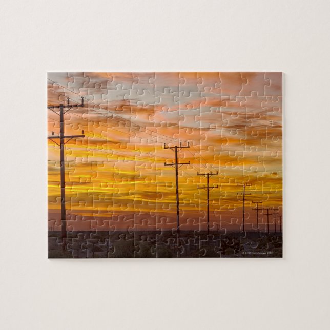 USA, California, Palm Springs, power line at 2 Jigsaw Puzzle (Horizontal)