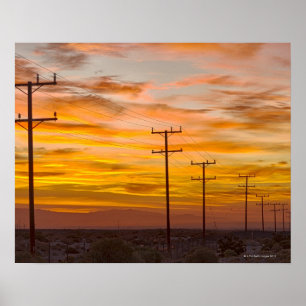 USA, California, Palm Springs, power line at 2 Poster