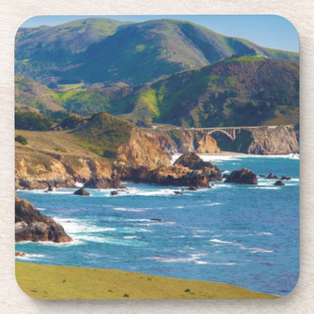 USA, California. Panorama Of Big Sur With Bixby Coaster (Front)