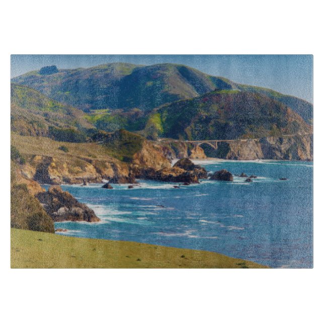 USA, California. Panorama Of Big Sur With Bixby Cutting Board (Front)