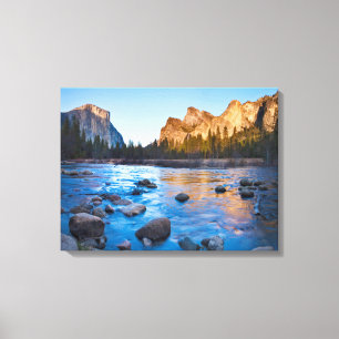 USA, California. Rocky Reflections In Merced Canvas Print