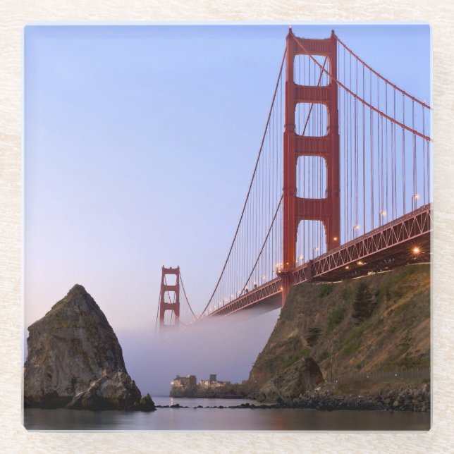 USA, California, San Francisco. Golden Gate 3 Glass Coaster (Front)