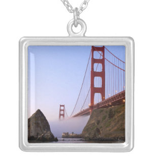 USA, California, San Francisco. Golden Gate 3 Silver Plated Necklace