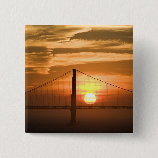 USA. California. San Francisco. Sun setting 15 Cm Square Badge (Front)