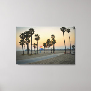 USA, California, Santa Monica Pier at sunset Canvas Print