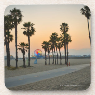USA, California, Santa Monica Pier at sunset Coaster