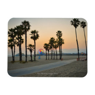 USA, California, Santa Monica Pier at sunset Magnet