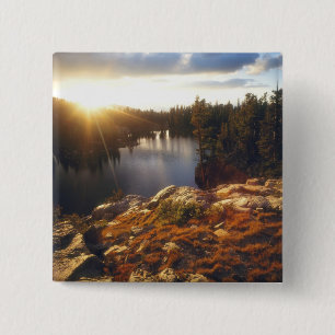 USA, California, Sierra Nevada Mountains. Sunset 15 Cm Square Badge