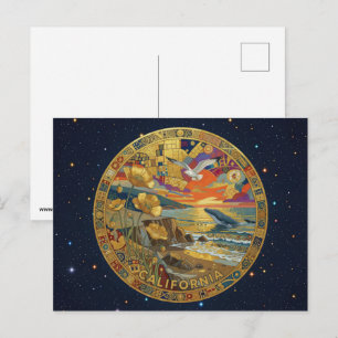 USA California state symbols Postcard