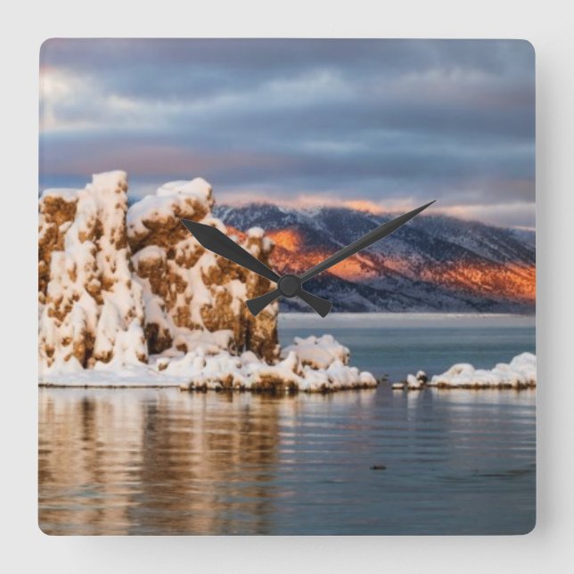 USA, California, Sunrise at Mono Lake Square Wall Clock (Front)