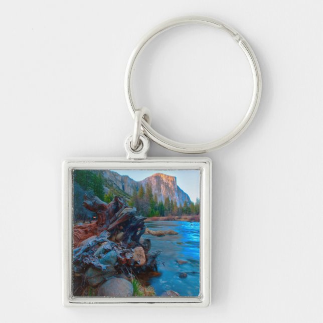 USA, California. Tree Roots In Merced River Key Ring (Front)