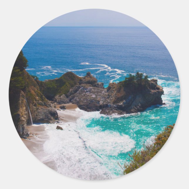 USA, California. View Of Mcway Falls Classic Round Sticker (Front)