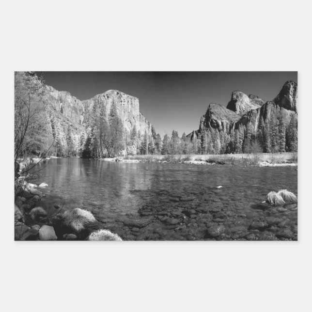 USA, California. Yosemite Valley View Rectangular Sticker (Front)