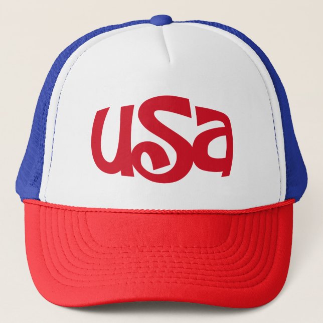 "USA" Calligraphy Trucker Hat (Front)