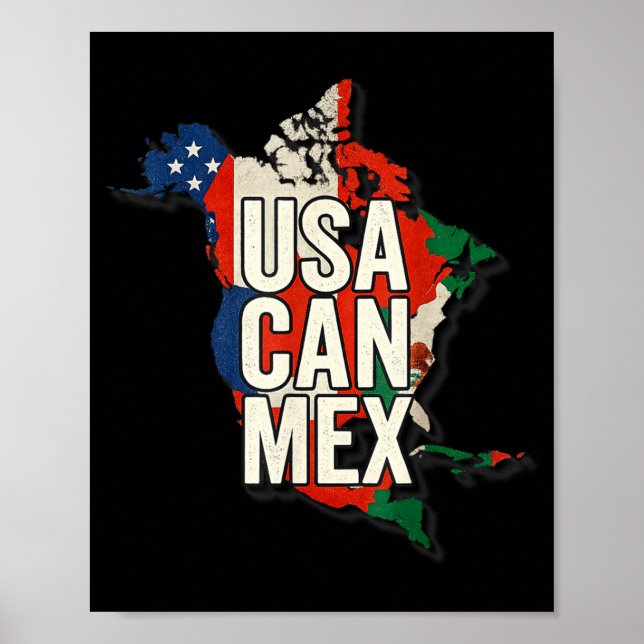 Usa Can Mex Soccer North America Football Fan  Poster (Front)