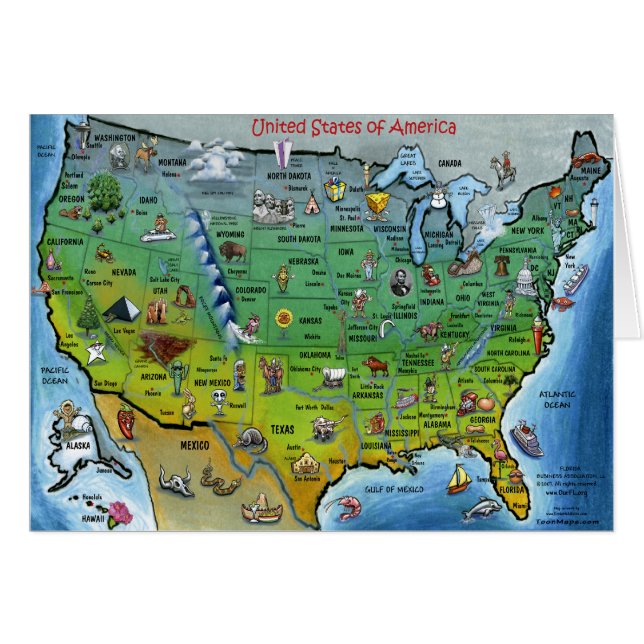 USA Cartoon Map (Front Horizontal)