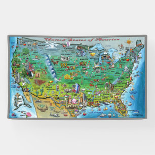 USA Cartoon Map Banner