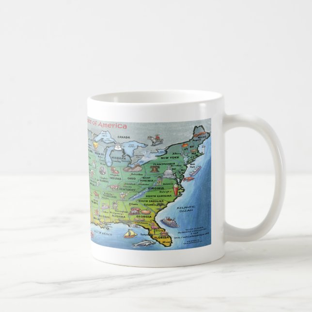USA Cartoon Map Coffee Mug (Right)
