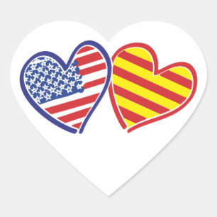 USA Catalonia Love Hearts Heart Sticker