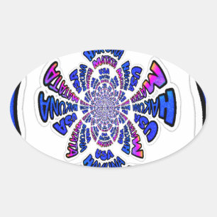 USA Celebration: Lovely Fun Text Dynamic Art Oval Sticker