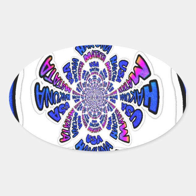 USA Celebration: Lovely Fun Text Dynamic Art Oval Sticker (Front)