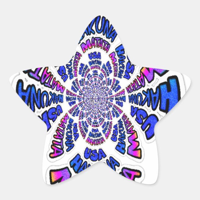 USA Celebration: Lovely Fun Text Dynamic Art Star Sticker (Front)