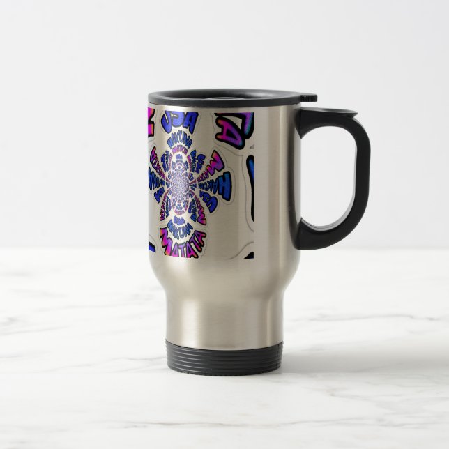 USA Celebration: Lovely Fun Text Dynamic Art Travel Mug (Right)