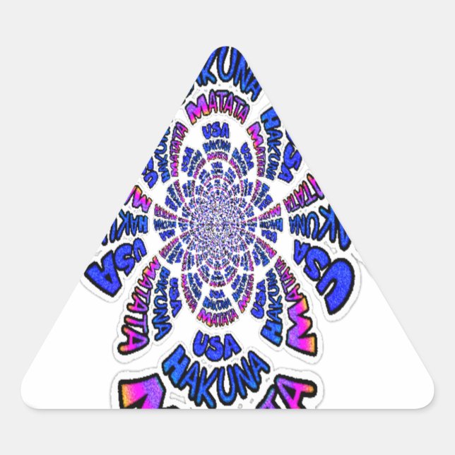 USA Celebration: Lovely Fun Text Dynamic Art Triangle Sticker (Front)