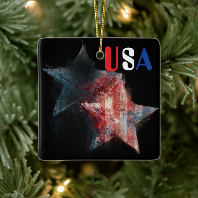 USA Ceramic Ornament (Tree)
