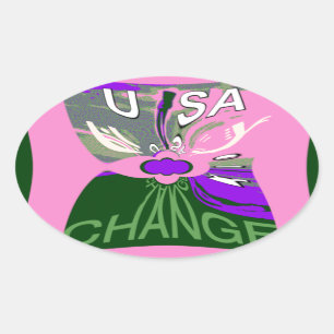 USA Change Art Print Oval Sticker