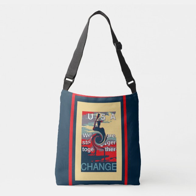 USA Change: Stronger Together Unity Design Crossbody Bag (Front)
