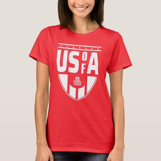 USA Cheer Red US of A Fan Tee  (Front)